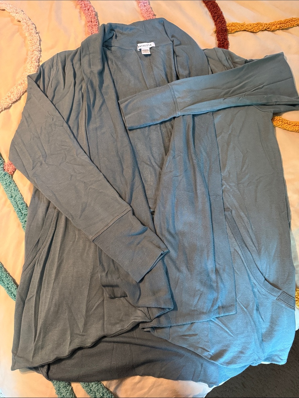 Athleta Sage Green Lightweight Open-Front Wrap Cardigan - Picture 3 of 7